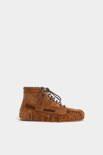 Bottes à lacets avec tresses et perles