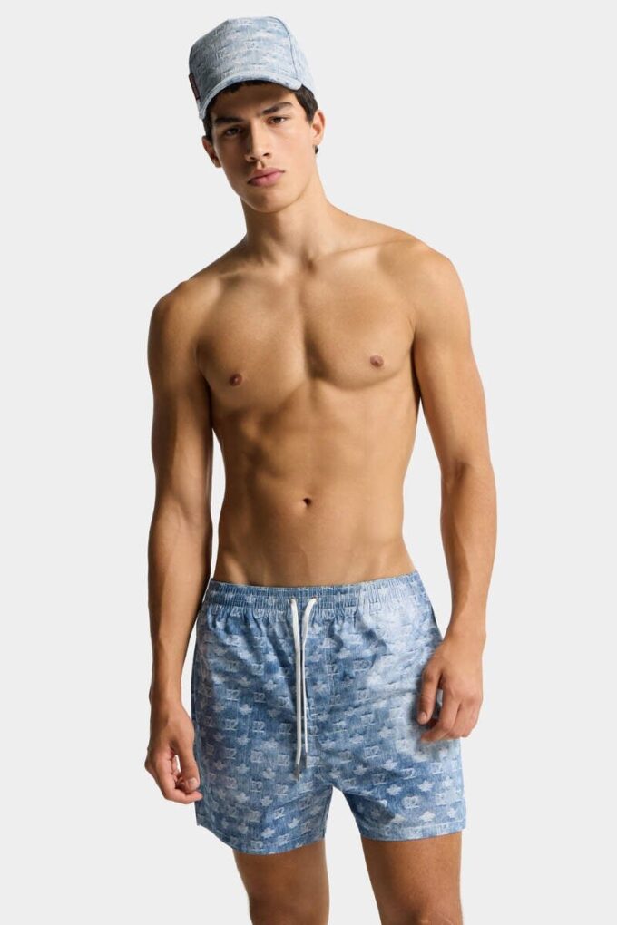 Boxer de bain mi-long à monogramme D2