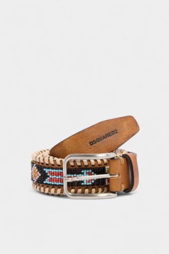 Ceinture à boucle tressée et perles