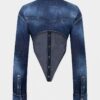 Chemise en denim Night Whisper à encolure profonde Chemise en denim Night Whisper à encolure profonde