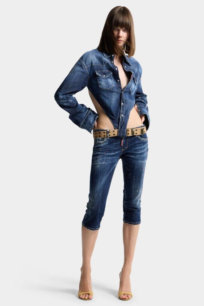 Chemise en denim Night Whisper à encolure profonde Chemise en denim Night Whisper à encolure profonde