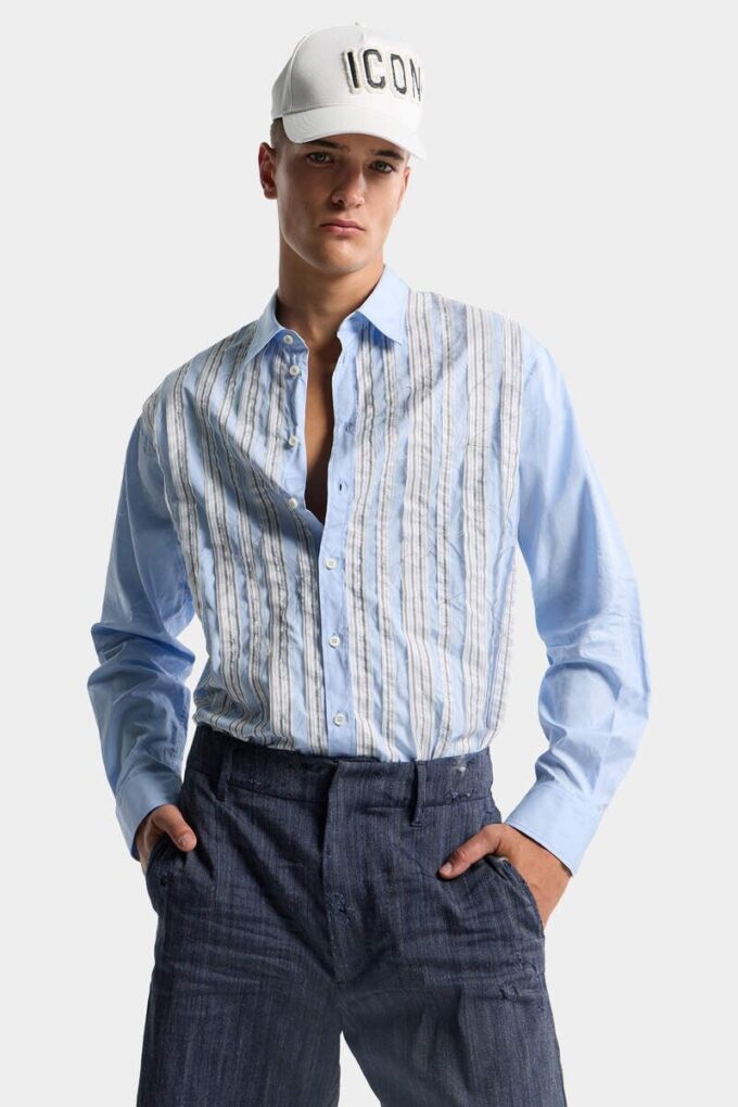 Chemise à épaules tombantes et bords bruts Chemise à épaules tombantes et bords bruts