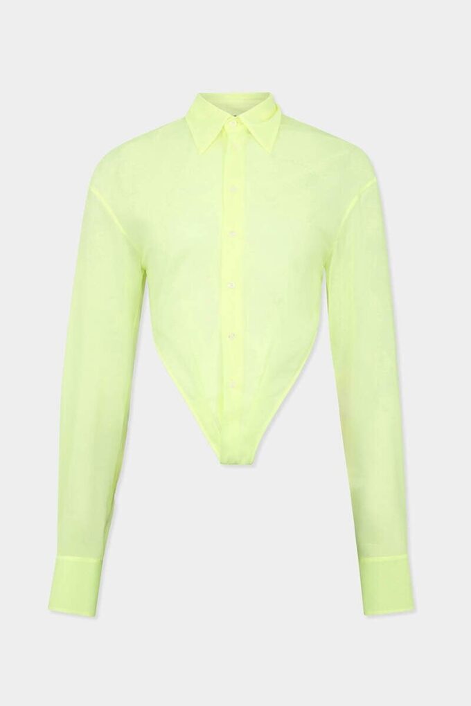 Chemise transparente à découpe profonde Chemise transparente à découpe profonde