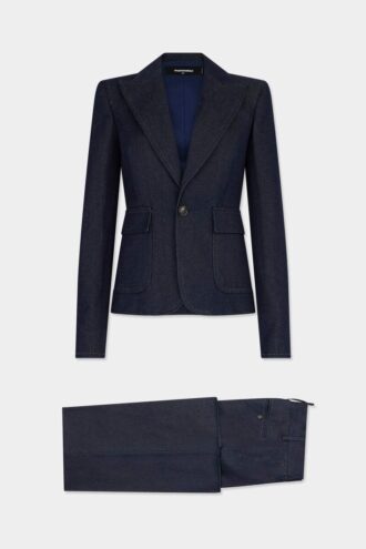 Costume en denim délavé indigo
