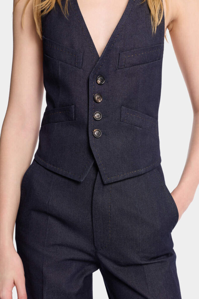 Costume en denim délavé indigo