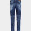 Jeans 642 délavage à taches rouges moyennes