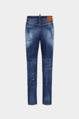 Jeans 642 délavage à taches rouges moyennes