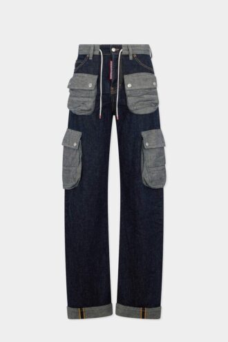 Jeans ample à torsion, délavage foncé