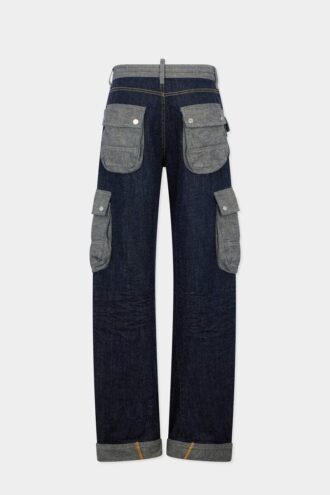 Jeans ample à torsion, délavage foncé