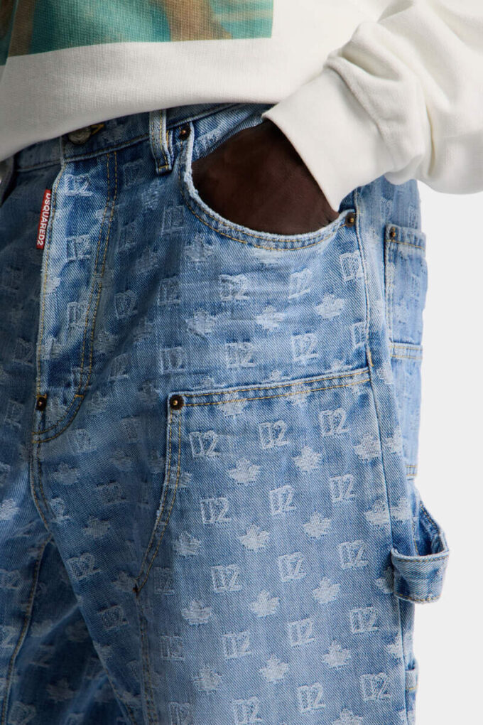 Jeans baggy de charpentier délavé clair