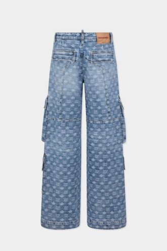 Jeans cargo délavé clair D2 Monogram