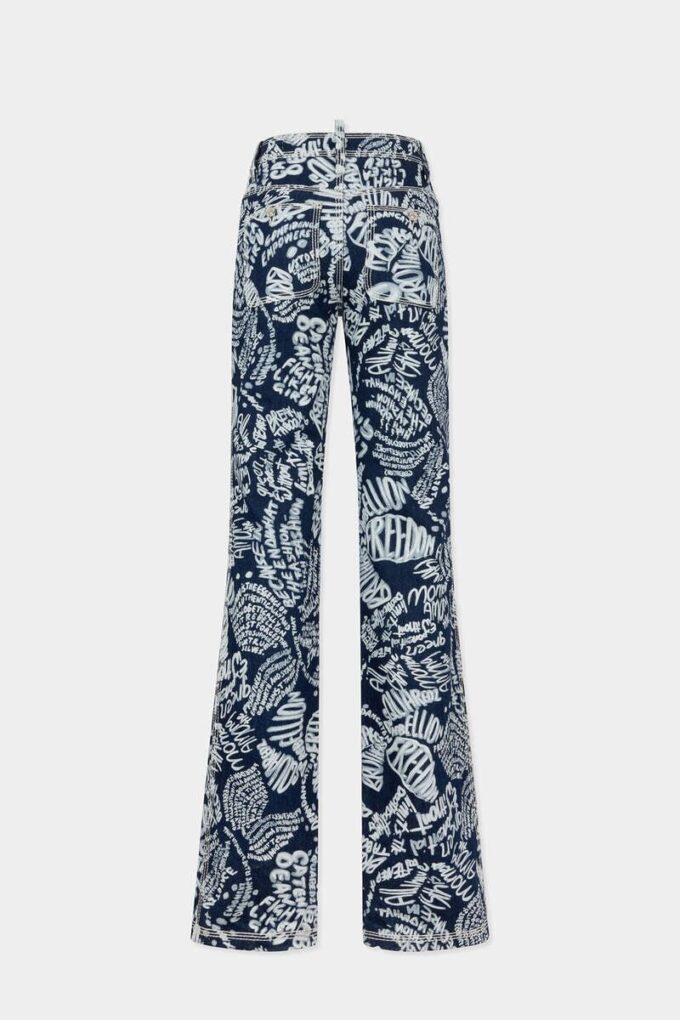 Jeans Dalma délavé Dark Flower
