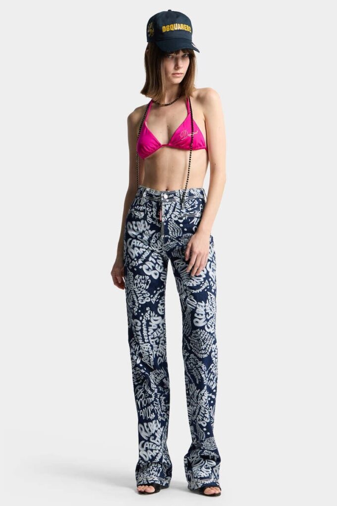 Jeans Dalma délavé Dark Flower