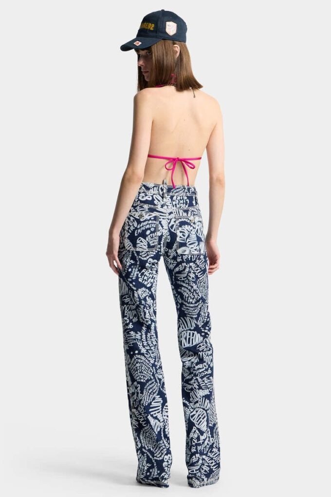 Jeans Dalma délavé Dark Flower