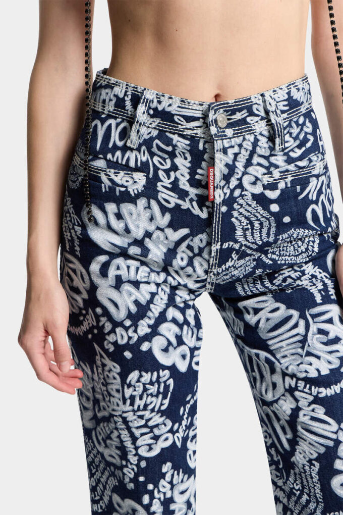 Jeans Dalma délavé Dark Flower