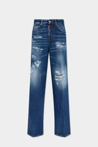 Jeans de voyage ample délavé et légèrement déchiré