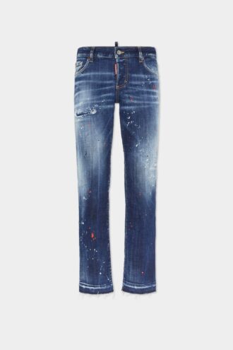 Jeans Jenna délavés à taches rouges moyennes