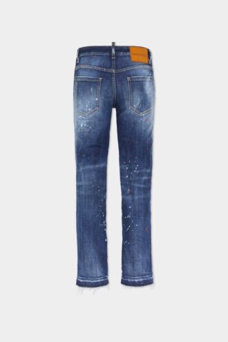 Jeans Jenna délavés à taches rouges moyennes