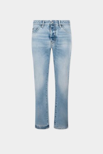 Jeans Teddy délavé clair en diagonale