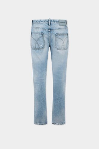 Jeans Teddy délavé clair en diagonale
