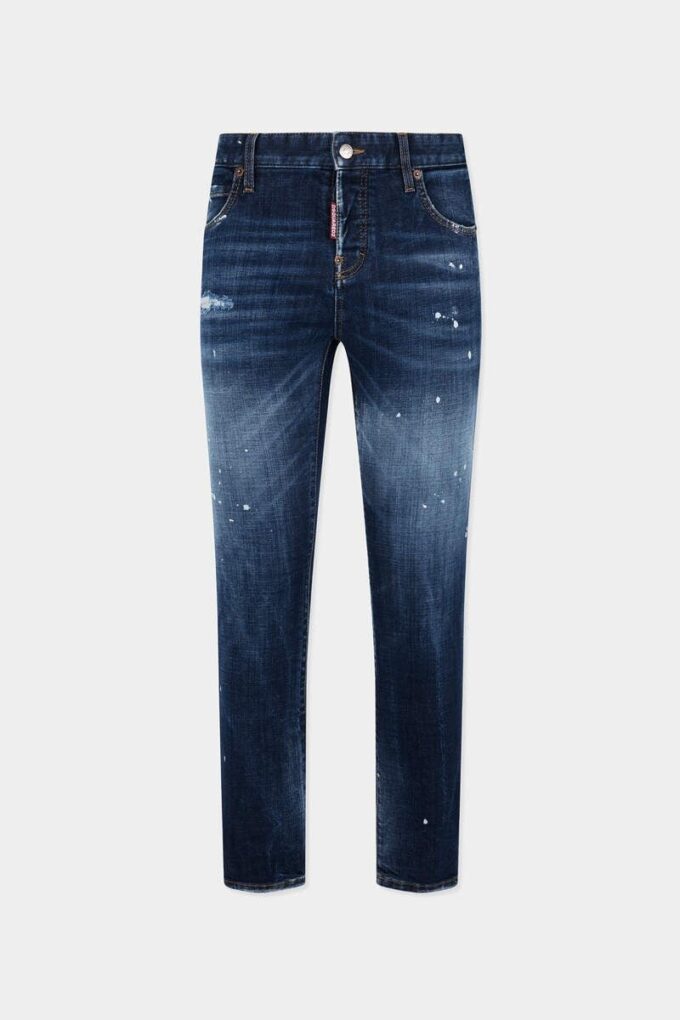 Jeans Teddy délavés à pois rouges moyens Jeans Teddy délavés à pois rouges moyens