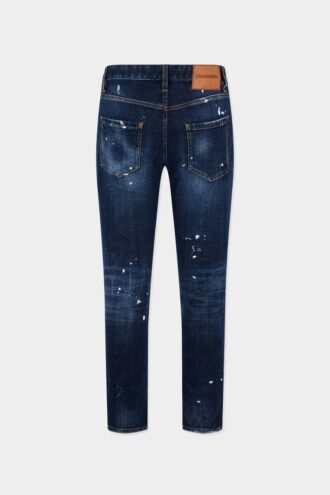 Jeans Teddy délavés à pois rouges moyens