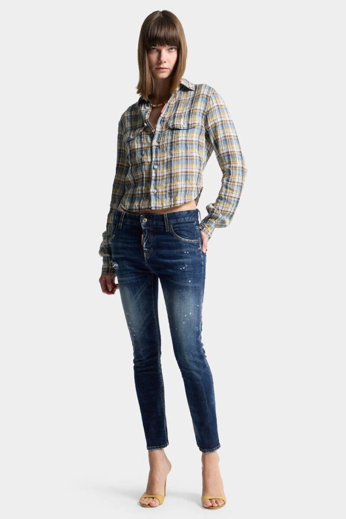 Jeans Teddy délavés à pois rouges moyens Jeans Teddy délavés à pois rouges moyens
