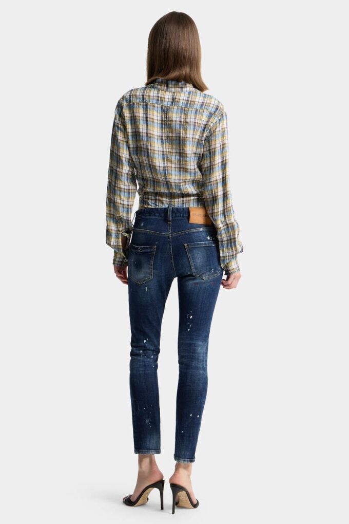 Jeans Teddy délavés à pois rouges moyens Jeans Teddy délavés à pois rouges moyens