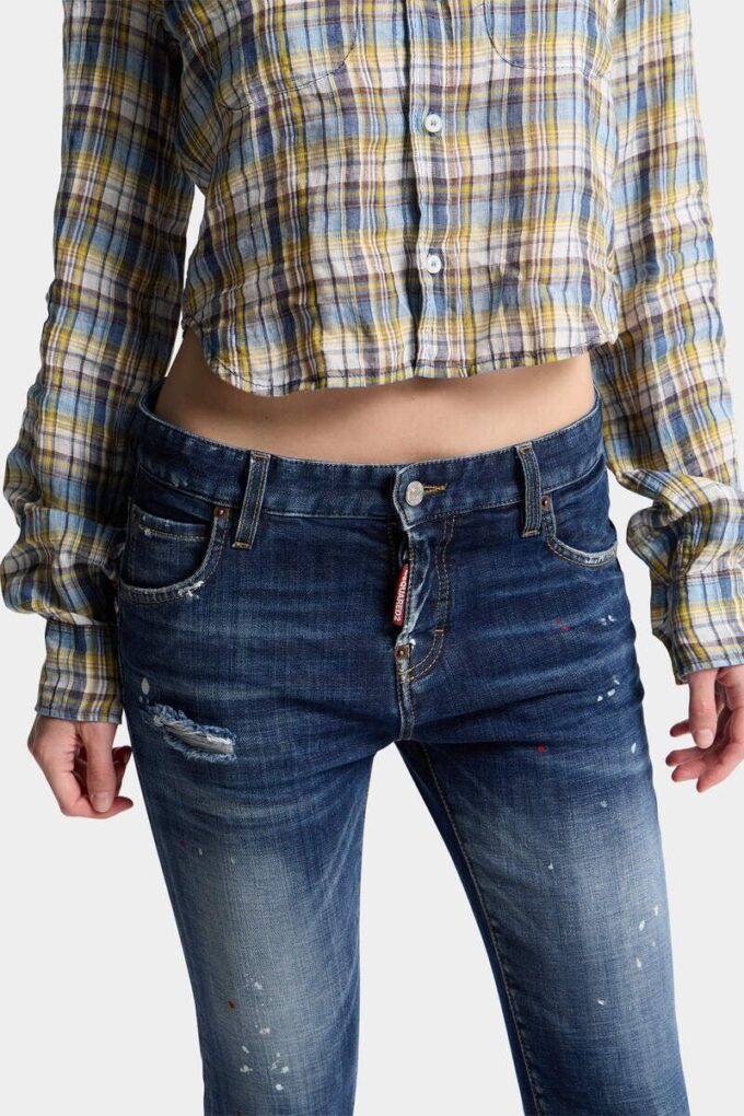 Jeans Teddy délavés à pois rouges moyens Jeans Teddy délavés à pois rouges moyens