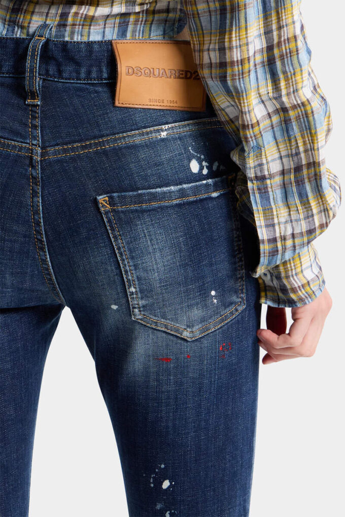 Jeans Teddy délavés à pois rouges moyens Jeans Teddy délavés à pois rouges moyens