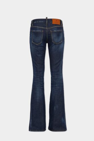 Jeans évasés à taille moyenne, délavage foncé et épuré