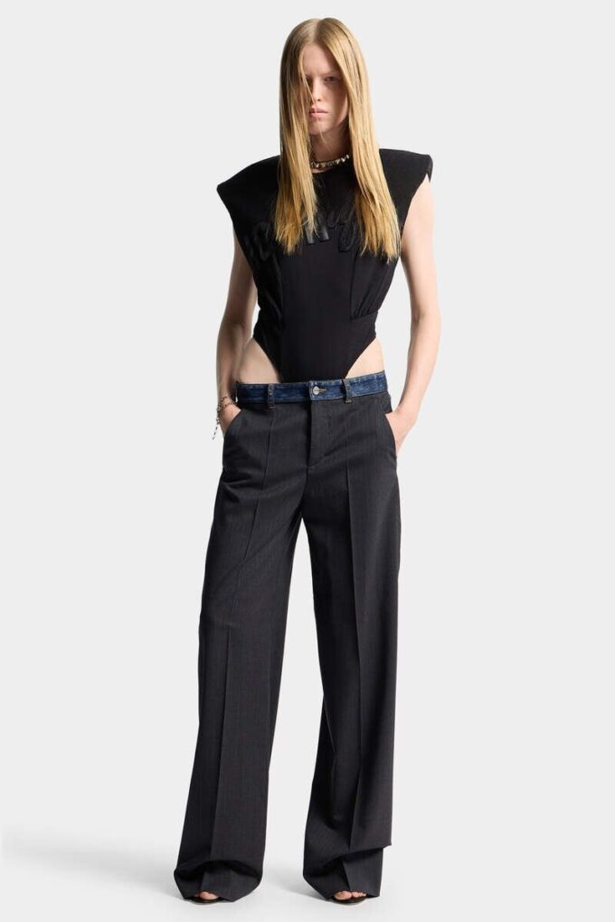 Pantalon ample sur mesure en denim hybride, délavage Dark Rebel Rider