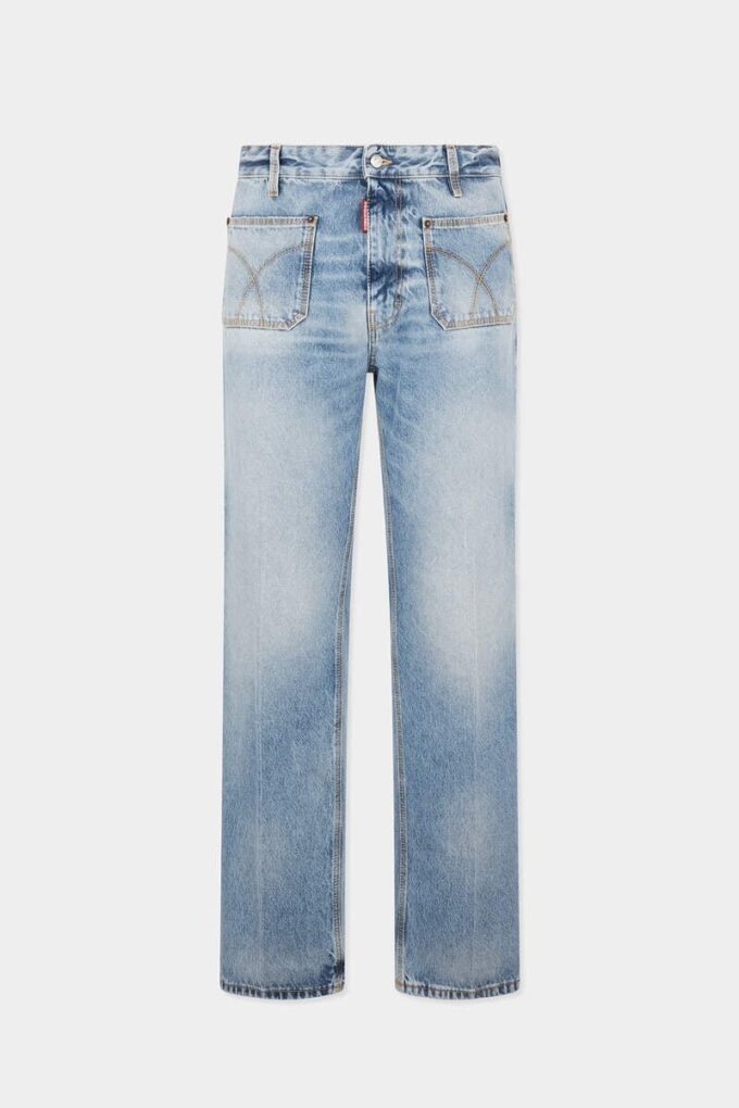 Pantalon sexy des années 70, délavage clair en diagonale