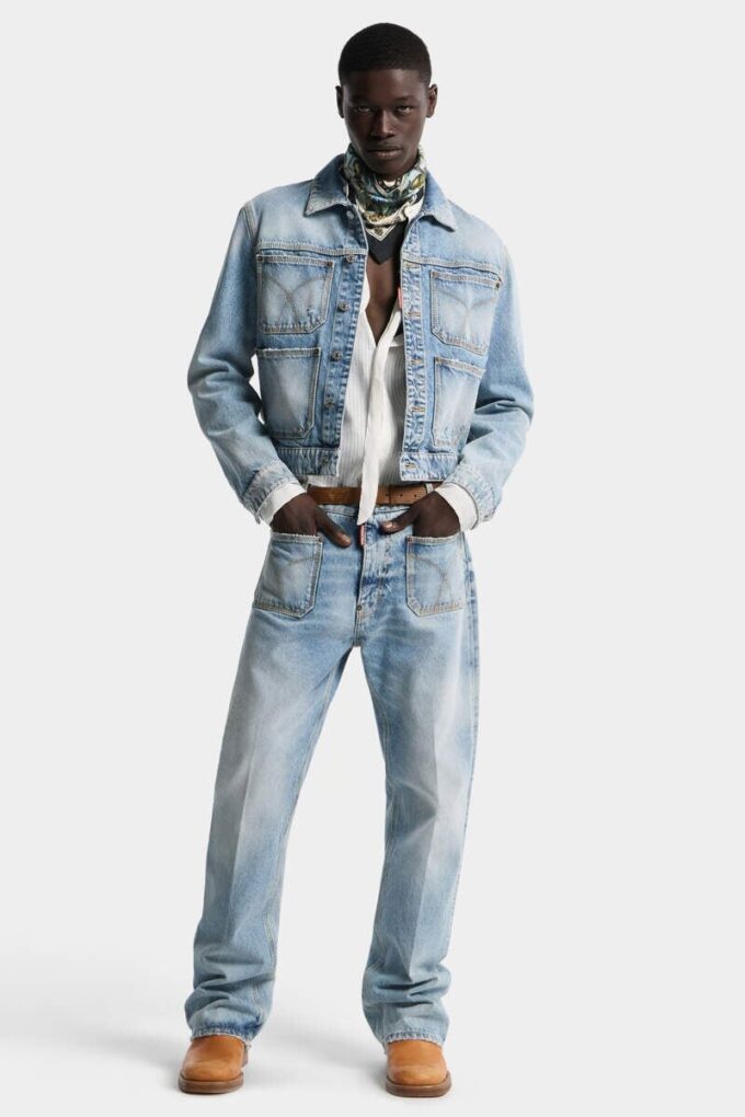 Pantalon sexy des années 70, délavage clair en diagonale
