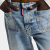 Pantalon sexy des années 70, délavage clair en diagonale
