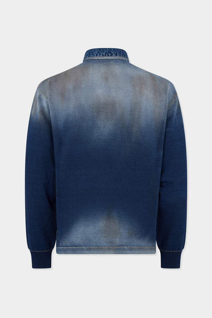 Polo à manches longues en maille effet denim