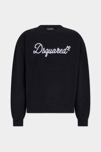 Pull à col rond D2 Signature à coupe décontractée