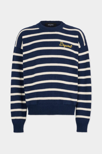Pull-over en maille rayée
