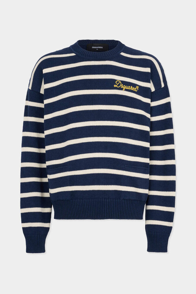 Pull-over en maille rayée
