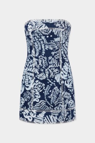 Robe en denim Rebel Hibiscus délavé foncé