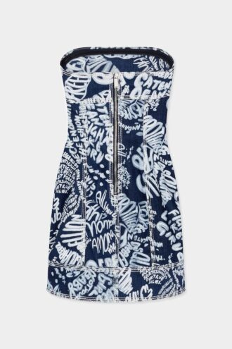 Robe en denim Rebel Hibiscus délavé foncé