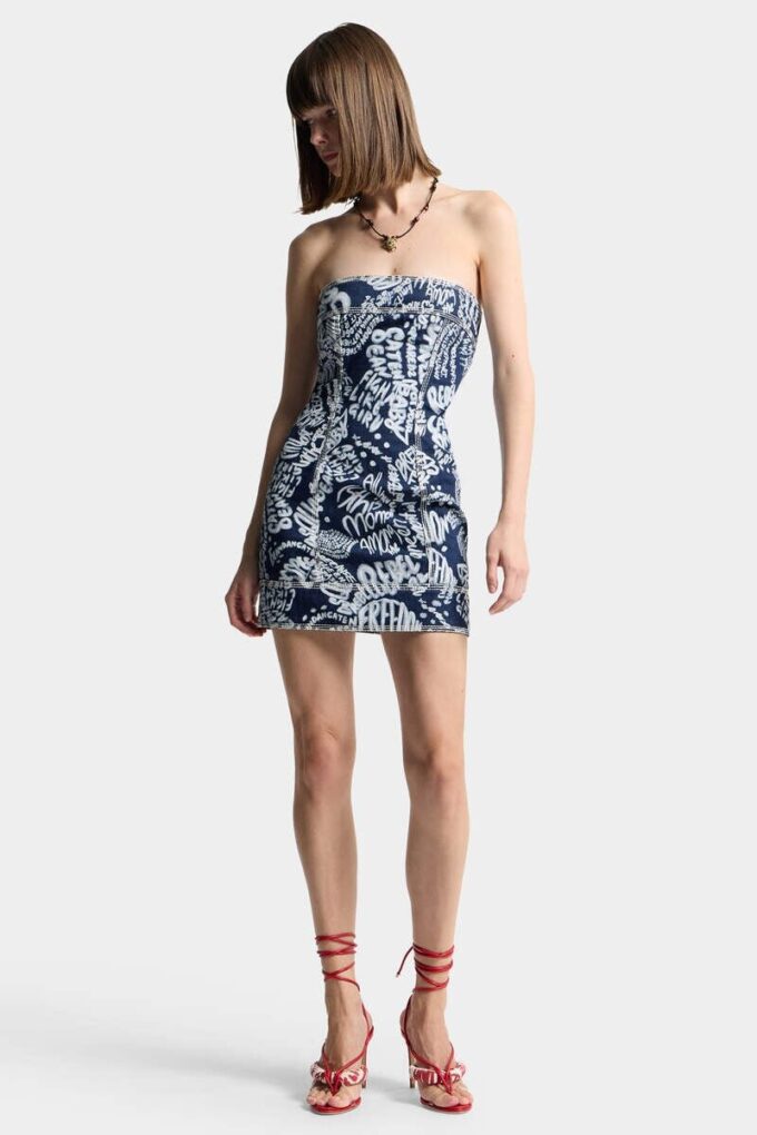 Robe en denim Rebel Hibiscus délavé foncé