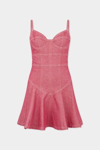 Robe à volants en denim Oxford