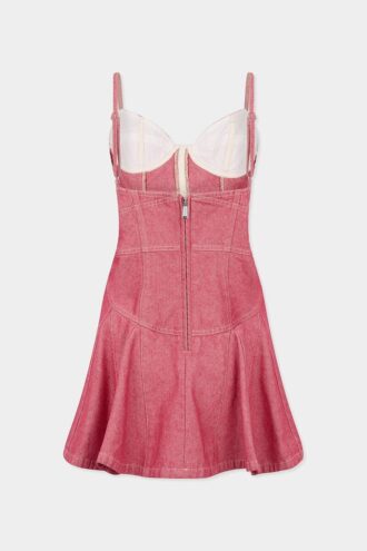 Robe à volants en denim Oxford