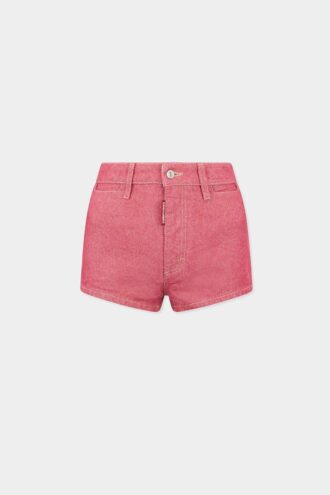 Shorty taille haute en denim Oxford