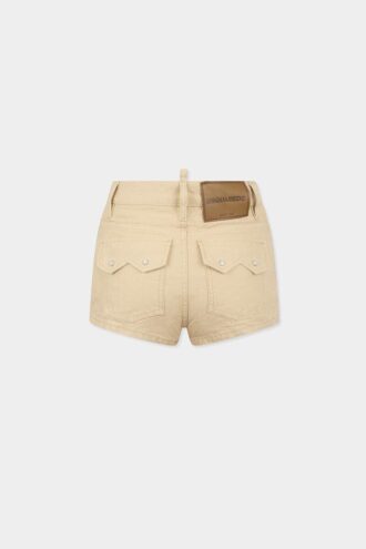 Shorty taille haute en denim Oxford