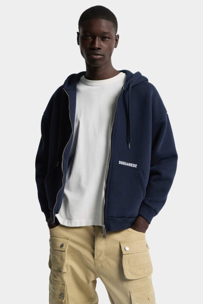Sweat à capuche zippé coupe boyfriend avec logo Dsquared2