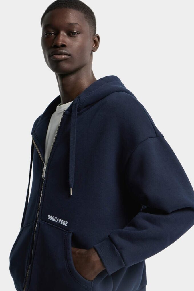 Sweat à capuche zippé coupe boyfriend avec logo Dsquared2