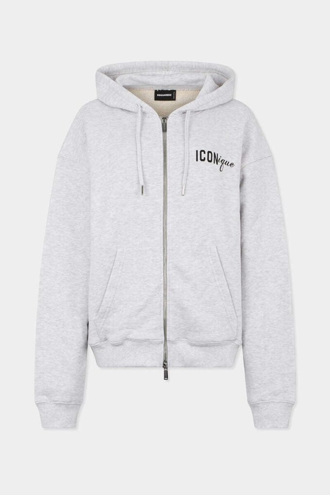 Sweat à capuche zippé Iconique à coupe boyfriend
