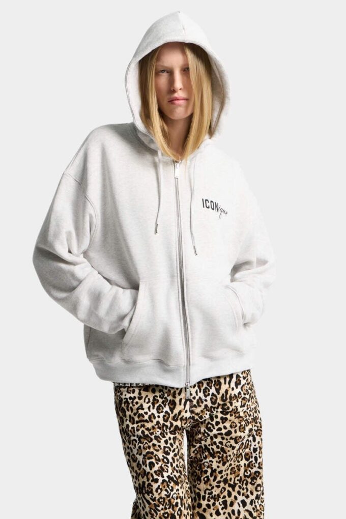 Sweat à capuche zippé Iconique à coupe boyfriend